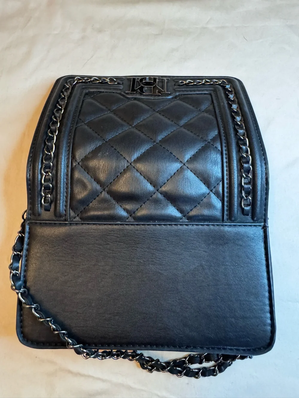 Badgley Mischka Black Quilted Crossbody with Chain Strap